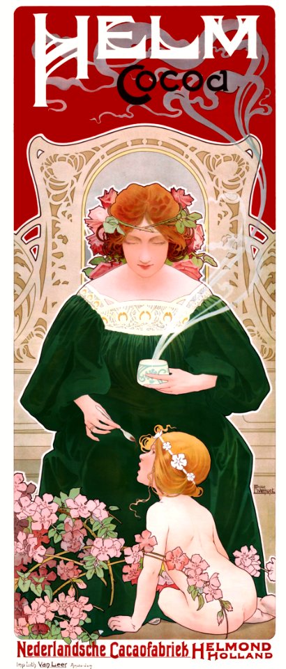 PRIVAT LIVEMONT, Henri.  Helm Cocoa, Nederlandsche Cacaofabriek, Helmond, Holland, 1899.