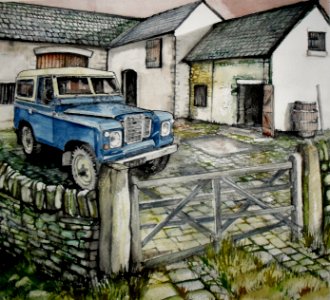 Series 2 Landrover on the Farm. Free illustration for personal and commercial use.