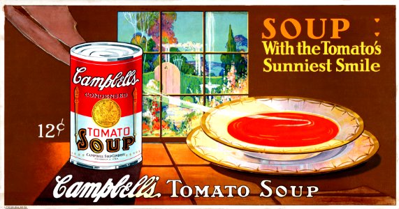 Advertising for Campbell's Tomato Soup, c. 1920s.. Free illustration for personal and commercial use.