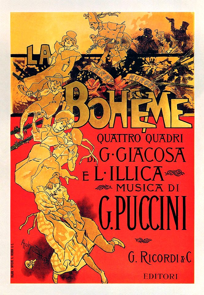 HOHENSTEIN, Adolfo.  La Bohème, Musica di G. Puccini, 1895.