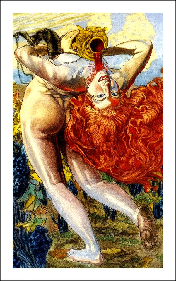 SCHWABE, Carlos. L'Âme du Vin, 1900.. Free illustration for personal and commercial use.