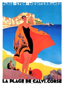 BRODERS, Roger (1883-1953).  🇫🇷  La Plage de Calvi, Corse. 1928.