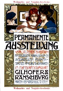 RANZENHOFER, Emil. Permanente Ausstellung, Kunstantiquariat, Gilhofer & Ranschburg; Wien, c. 1900.. Free illustration for personal and commercial use.