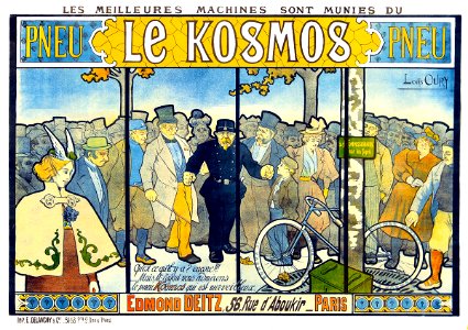 OURY, Léon Louis. 🇫🇷 Pneu Le Kosmos, Paris. c. 1895.