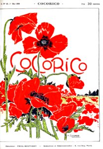 COSSARD, A.  Cover of Cocorico [poppies], May 1900.