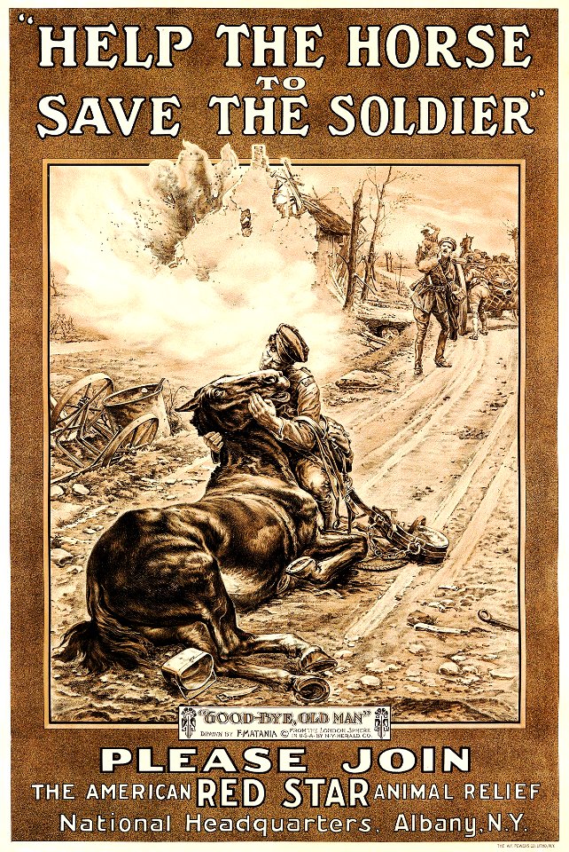 MATANIA, Fortunino (1881-1963).  "Good-Bye, Old Man", Help the Horse to Save the Soldier, c. 1917.