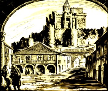 LOYGORRI PIMENTEL, José.  Castillo de Turégano, xilografía (woodcut).