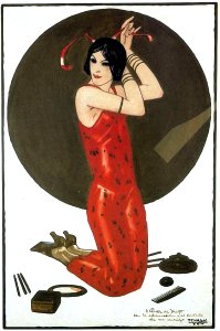 PENAGOS, Rafael de. [woman in red dress] 1924.. Free illustration for personal and commercial use.