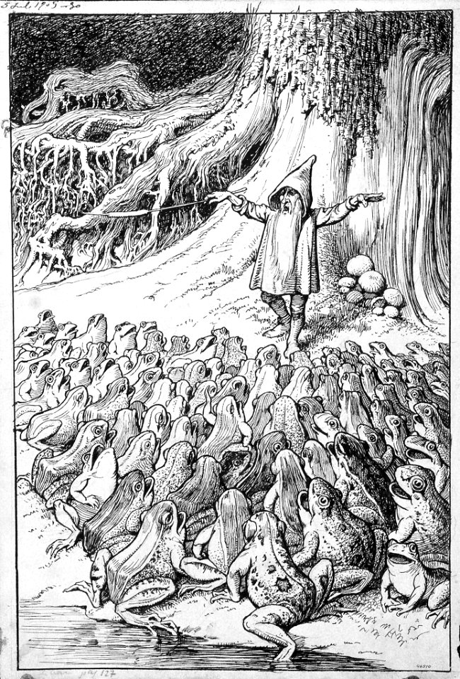 MESTRES i OÑÓS, Apel•les. "The frog concert", Illustration for the poem «Liliana», 1905.
