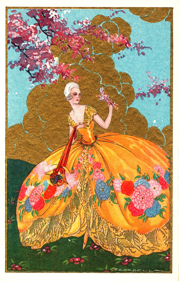 CORBELLA, Tito. [Postcard of XVIIIth-century lady]