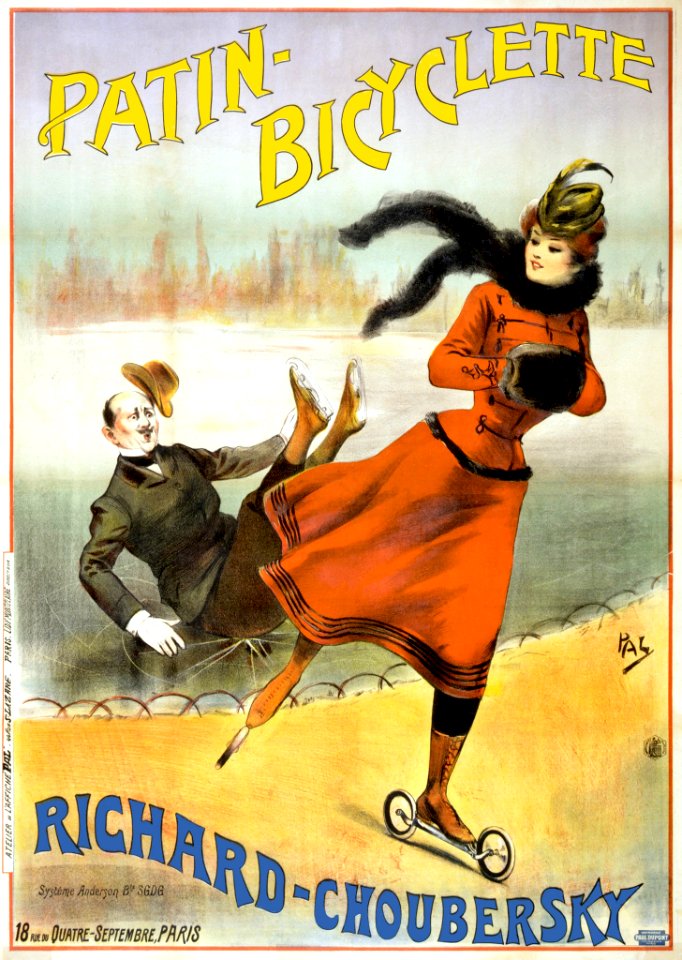 PAL (Jean de PALEOLOGU, 1860-1942).  Patin-Bicyclette, Richard-Choubersky.