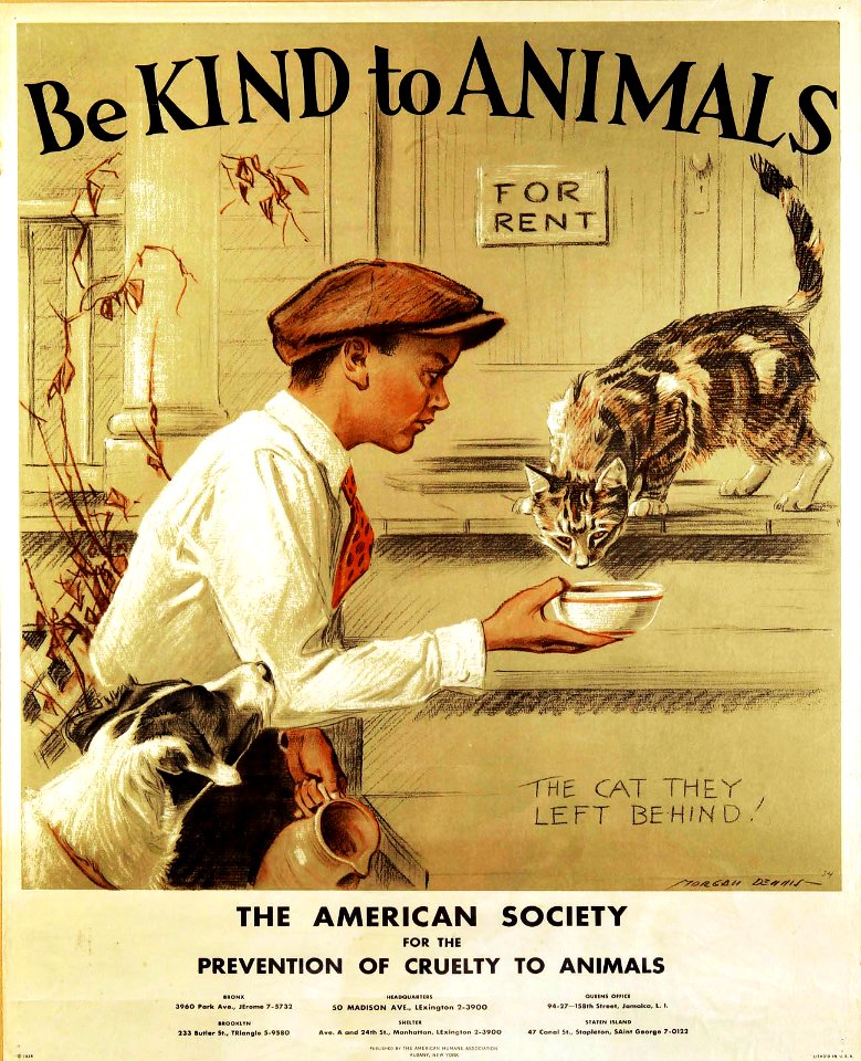 DENNIS, Morgan. 🇺🇸 Be kind to animals, The ASPCA, 1935.