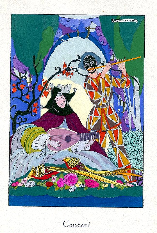 BRUNELLESCHI, Umberto (1879-1949). 🇮🇹  "Concert" plate from La Guirlande, Vol. 6, 1920.