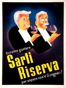 Sarti Riserva, Per sapere cos'è il cognac!, 1940.. Free illustration for personal and commercial use.