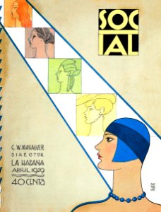 MASSAGUER, Conrado W. (1889-1965). 🇨🇺  Cover of Social magazine, April 1929.