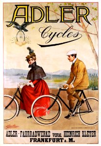 BALLERIO, Osvaldo. Adler Cycles, Frankfurt am Main, c. 1890s.. Free illustration for personal and commercial use.