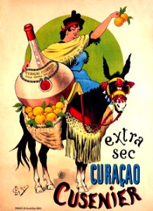 GROS, E. Extra Sec Curaçao, Cusenier, c. 1900.. Free illustration for personal and commercial use.