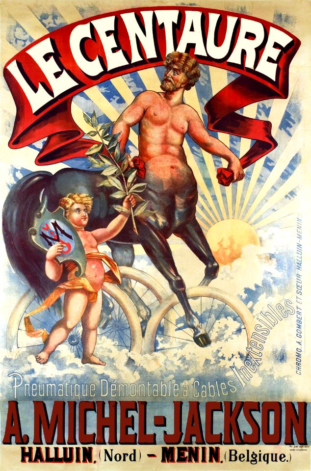 SCHMIDT, Urs.  Le Centaure, Pneumatique démontable à cables, A. Michel Jackson, c. 1895.