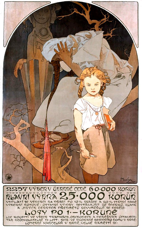 MUCHA, Alfons (1860-1939).  🇨🇿  [distressed girl], 1921.