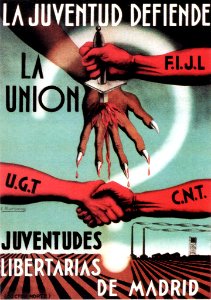 ALUMBREROS, E. La juventud defiende la Unión, Juventudes Libertarias de Madrid.. Free illustration for personal and commercial use.