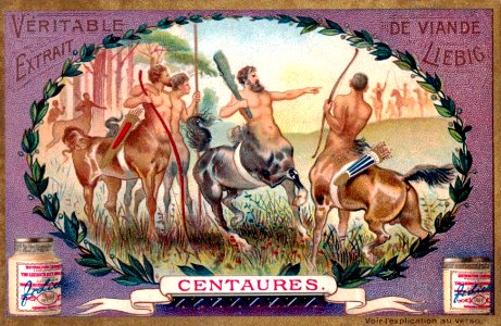 Liebig's Beef Extract, "Centaures", Belgian issue, 1904.. Free illustration for personal and commercial use.