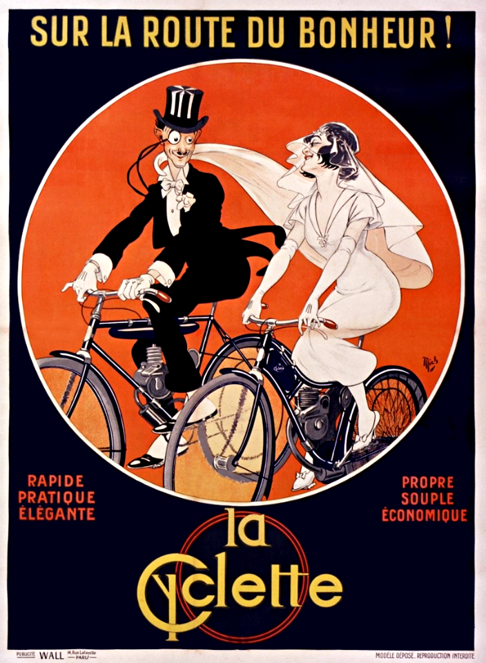 MICH (Michel Liebeaux, 1881-1923).  "Sur la Route du Bonheur!", La Cyclette.