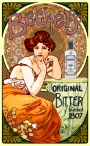 MUCHA, Alfons (1860-1939). 🇨🇿 Becher's Original Bitter.. Free illustration for personal and commercial use.