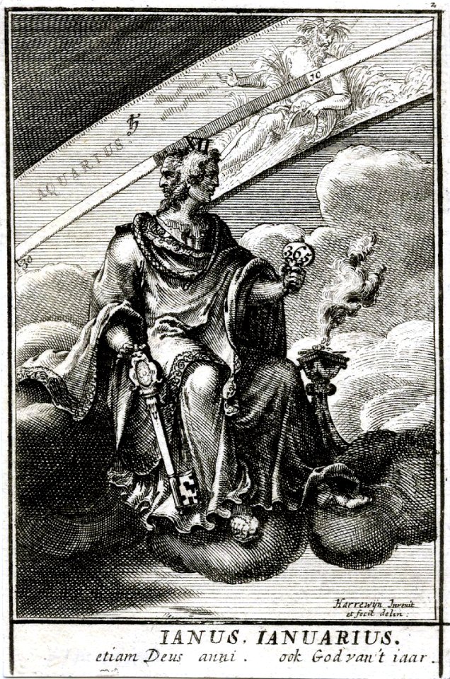 HARREWIJN, Jacobus. January-Ianus-Ianuarius, 1698.. Free illustration for personal and commercial use.