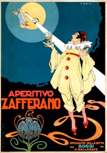 RUBINO, Antonio. Aperitivo Zafferano, 1917.. Free illustration for personal and commercial use.