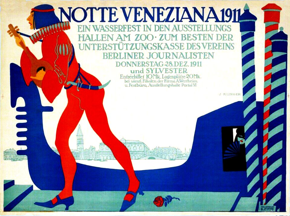 KLINGER, Julius. 🇦🇹  Notte Veneziana 1911, Ein Wasserfest in den Ausstellungs am Zoo, c. 1911.