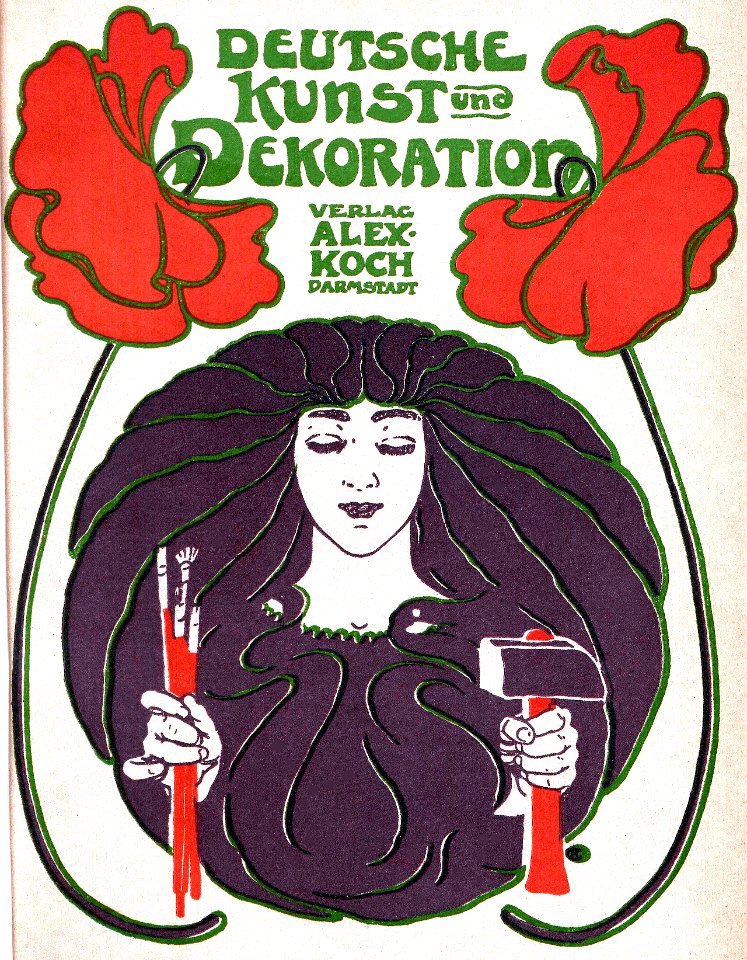CHRISTIANSEN, Hans (1866-1945).  🇩🇪  Cover of “Deutsche Kunst und Dekoration”, Nº 1, 1899.
