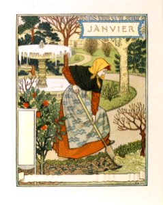 GRASSET, Eugène. Janvier (January), La Belle Jardinière, 1896.. Free illustration for personal and commercial use.