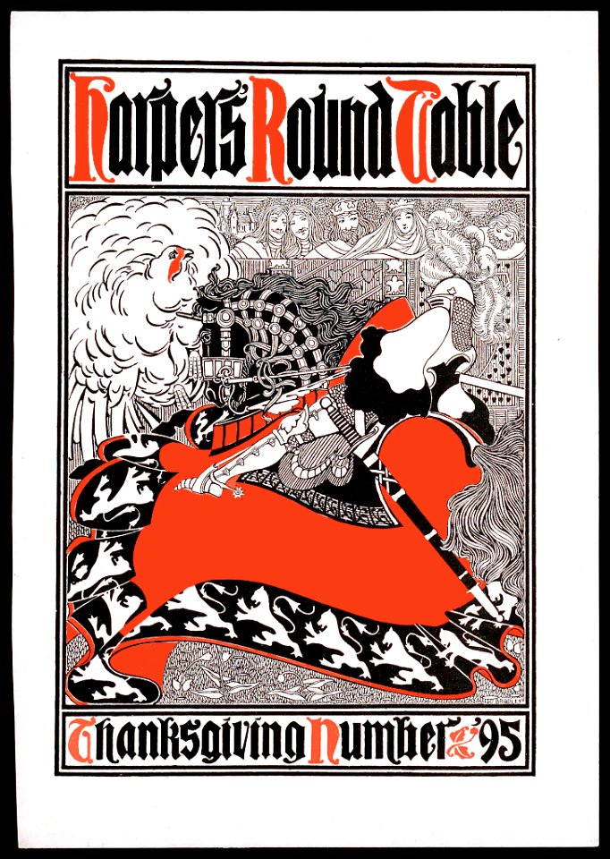 BRADLEY, Will (William Henry, 1868-1962). 🇺🇸  Thanksgiving Number, Cover of Harpers Round Table, 1895.