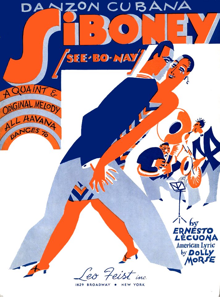 Danzón Cubana, Siboney, sheet music, 1929.