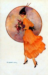 CORBELLA, Tito. {Woman in orange dress], c. 1920s.