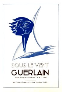 DARCY, Lyse. Ad for Guerlain's Sous le Vent perfume, 1935.. Free illustration for personal and commercial use.