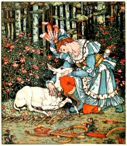 CRANE, Walter (1845-1915). 🇬🇧 ‘The Hind in the Wood’, “Beauty and the Beast Picture Book”, 1911.. Free illustration for personal and commercial use.
