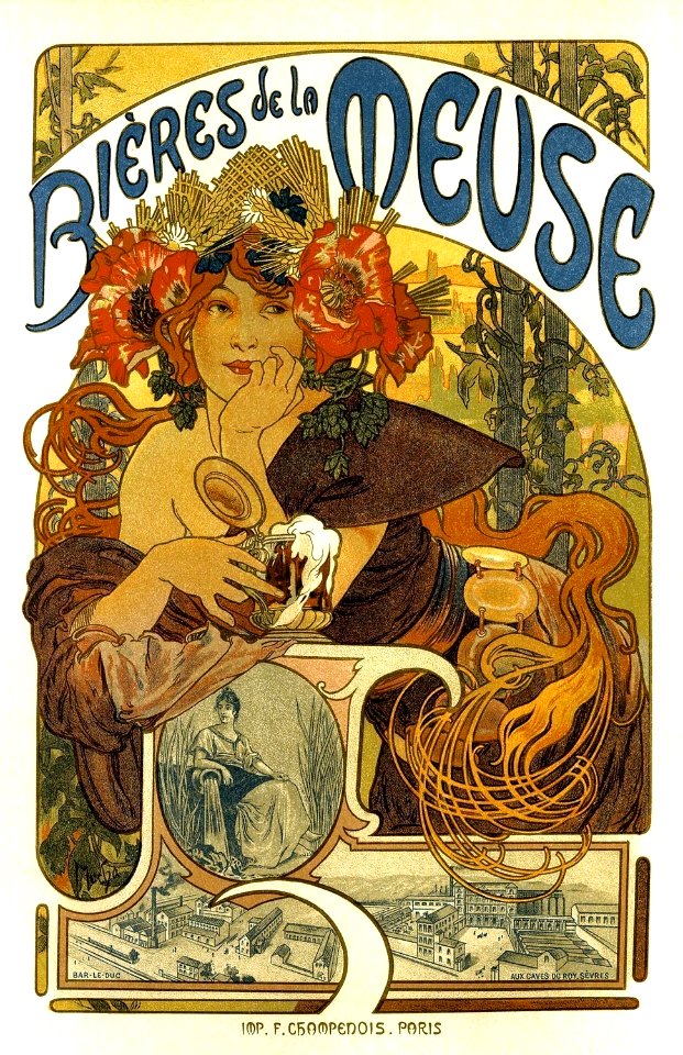 MUCHA, Alfons (1860-1939).  🇨🇿  Bieres de la Meuse.