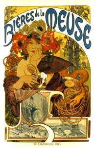 MUCHA, Alfons (1860-1939). 🇨🇿 Bieres de la Meuse.. Free illustration for personal and commercial use.