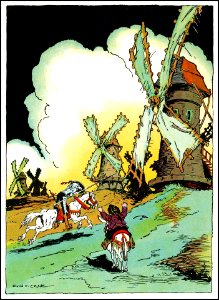 CRANE, Donn P.  Illustration from Don Quixote [windmills].