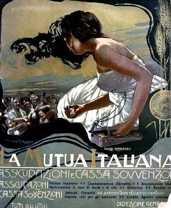 BORGONI, Mario (1869-1936). 🇮🇹 La Mutua Italiana, Assicurazione e Cassa Sovvenzione, 1903.. Free illustration for personal and commercial use.