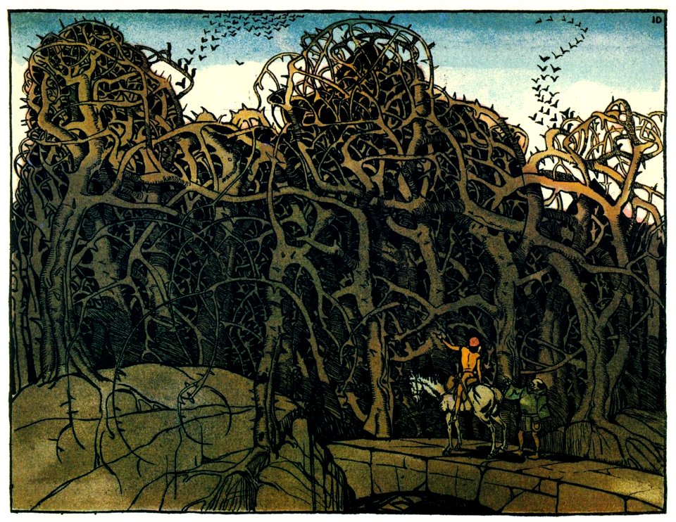 DIEZ, Julius.  Dornröschen (Sleeping Beauty), Thicket of Briar, 1904.
