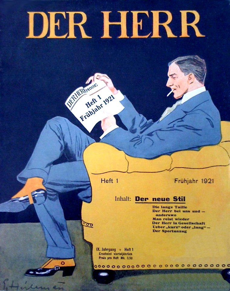 HEILEMANN, Ernst (1870–1938).  Cover of Derr Herr magazine, 1921.