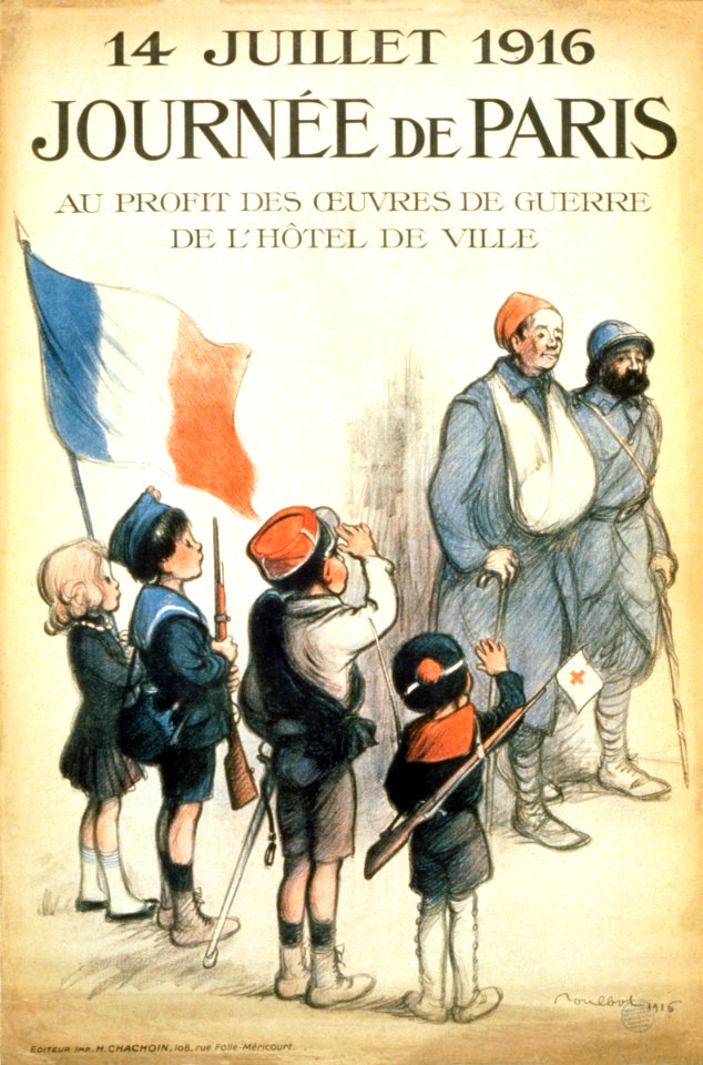 POULBOT, Francisque (1879-1946). Journée de Paris. 14 Juillet 1916. Au profit des oeuvres de guerre de l'Hôtel de Ville, 1916.