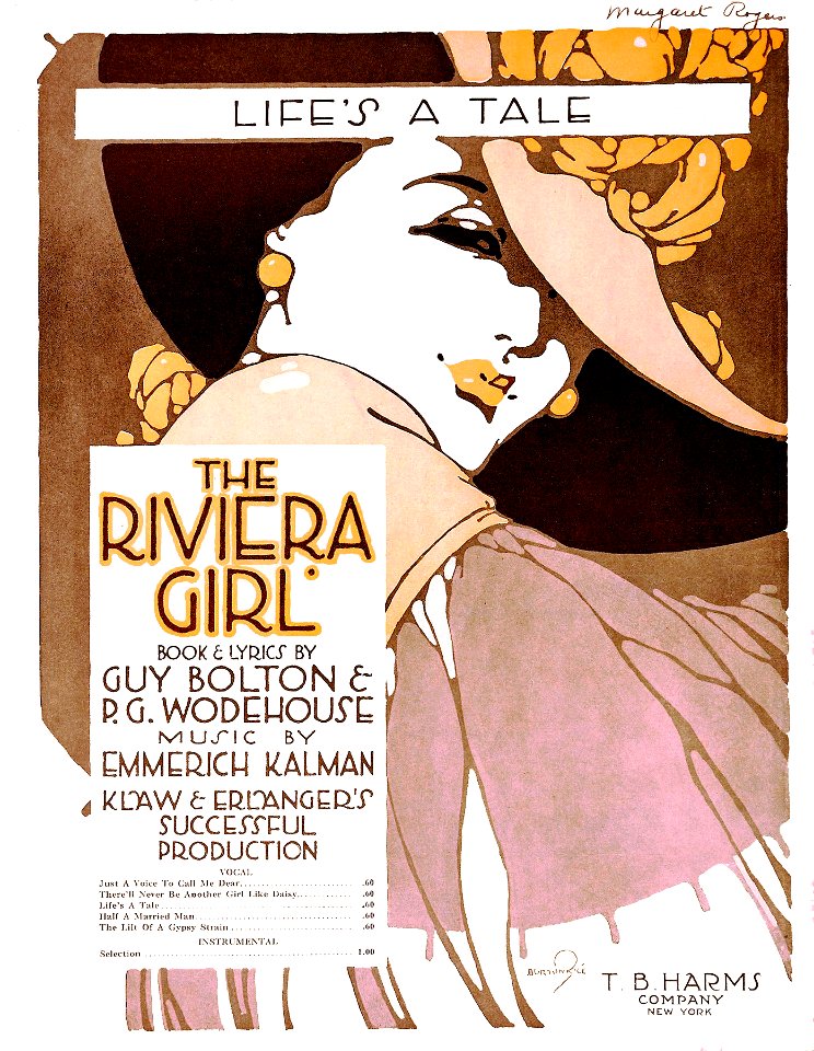 RICE, Burton.  "Riviera Girl", Book & Lyrics by Guy Bolton & P. G. Wodehouse.