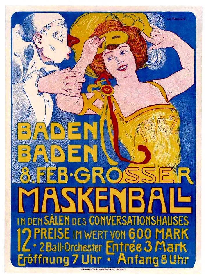 PUHONNY, Ivo. 🇩🇪 Baden Baden Grosser Maskenbal, 1902.