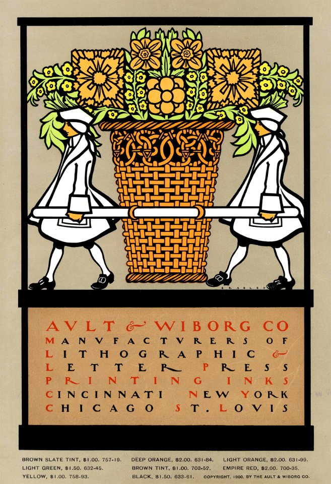 BRADLEY, Will.  Ad for Ault & Wiborg printing inks, 1900.