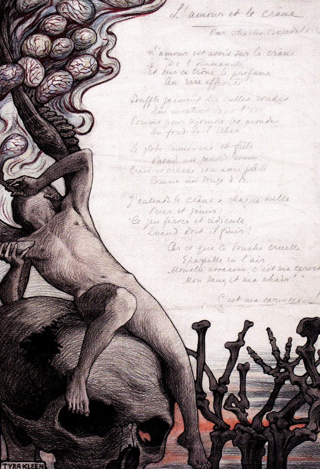 KLEEN, Tyra (1874-1951). 🇸🇪  Illustration for the Poem ‘L’amour et le crâne’ (Love and the Skull), from “Les Fleurs du Mal” by Charles Baudelaire, 1902.