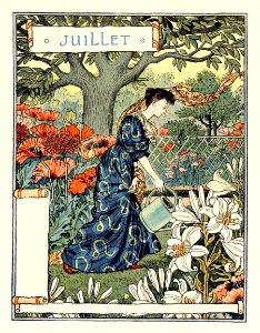 GRASSET, Eugène.  Juillet (July), La Belle Jardiniere, 1896.