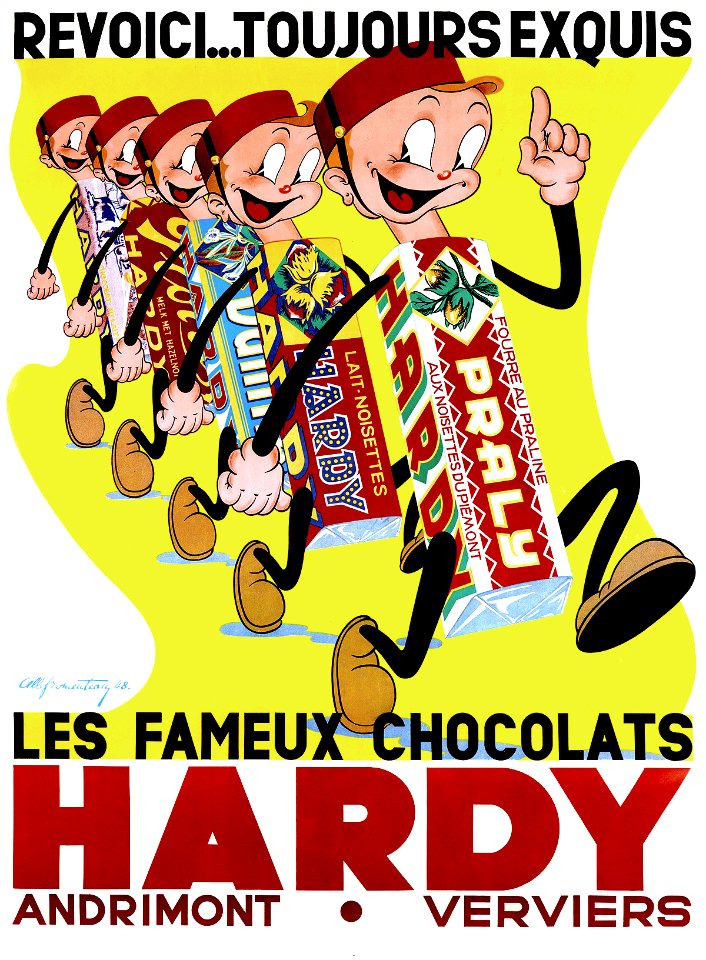 FROMENTEAU, Albert (1916-1988).  Hardy, Les Fameux Chocolats, 1948.